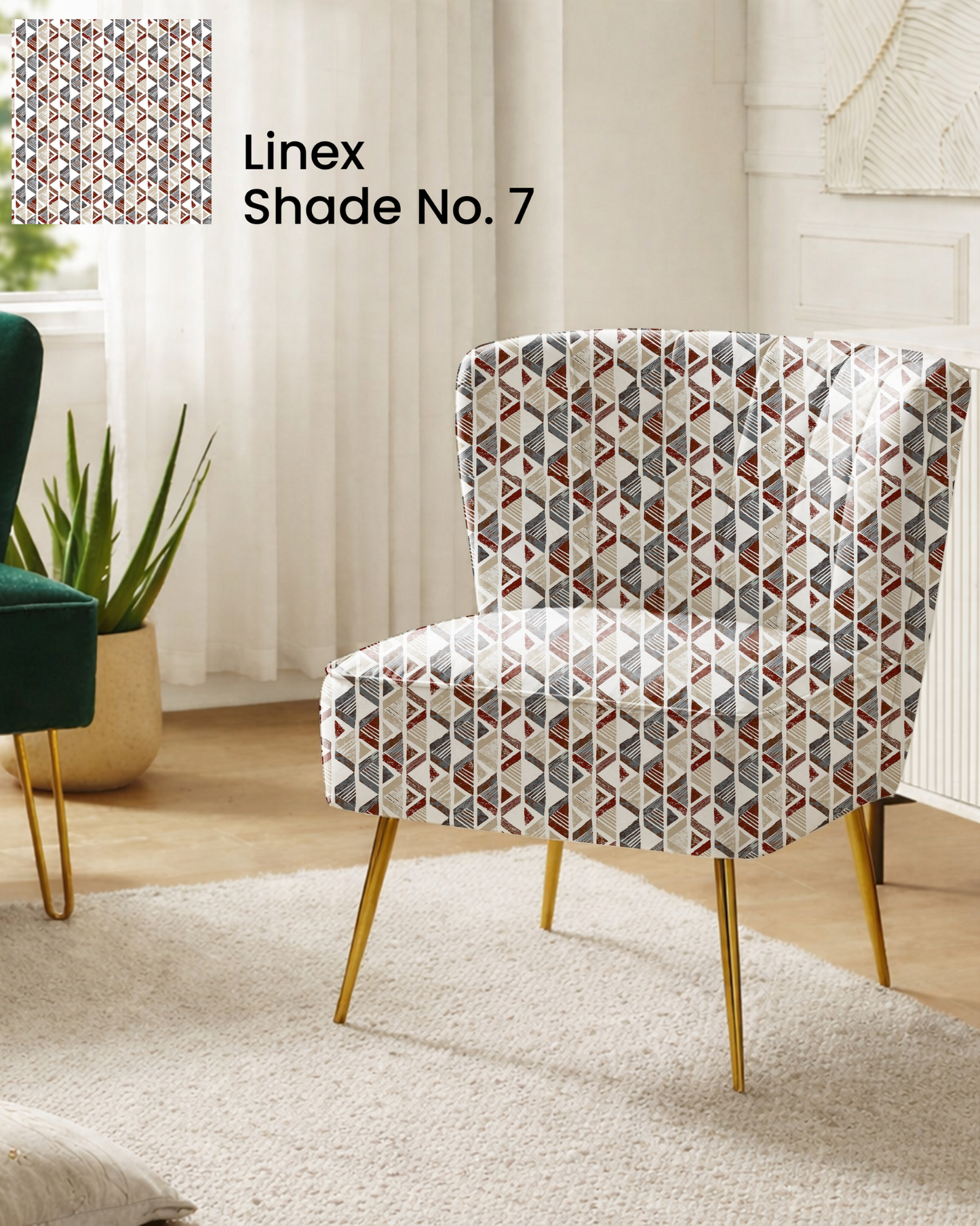 Red Geometric Print Sofa Fabric