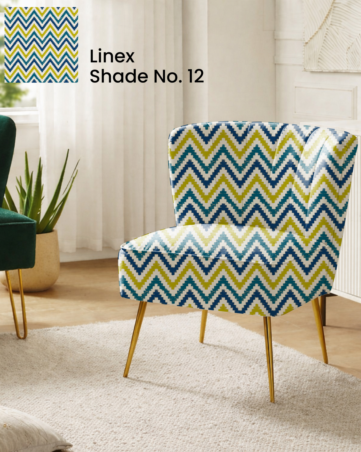 Yellow & Blue Zigzag Sofa Fabric