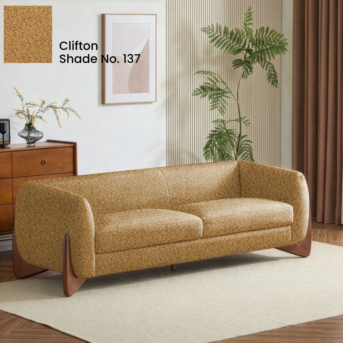 Golden Mustard Color Sofa Fabric
