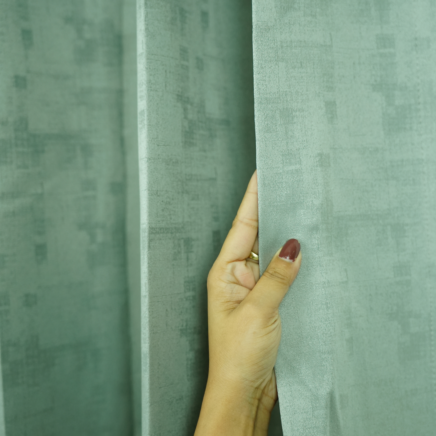 Turqouise Green Jacquard Texture 100% Blackout