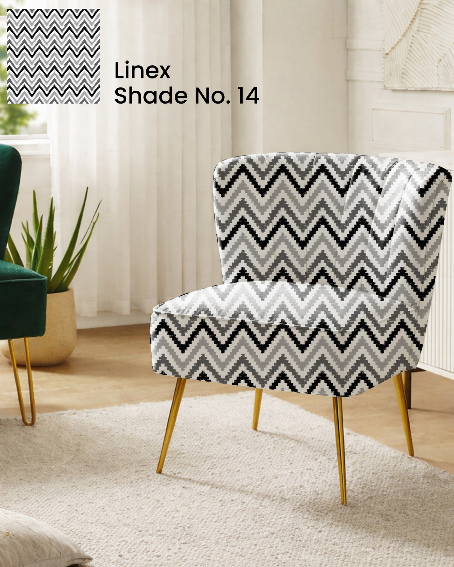Black Zigzag Print Sofa Fabric