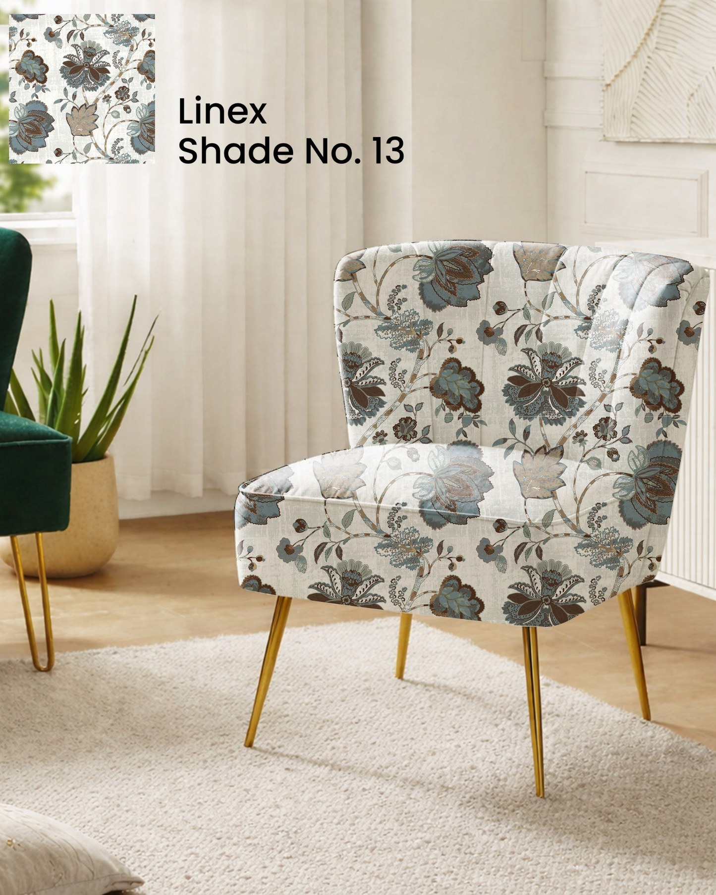 Blue Floral Print Sofa Fabric