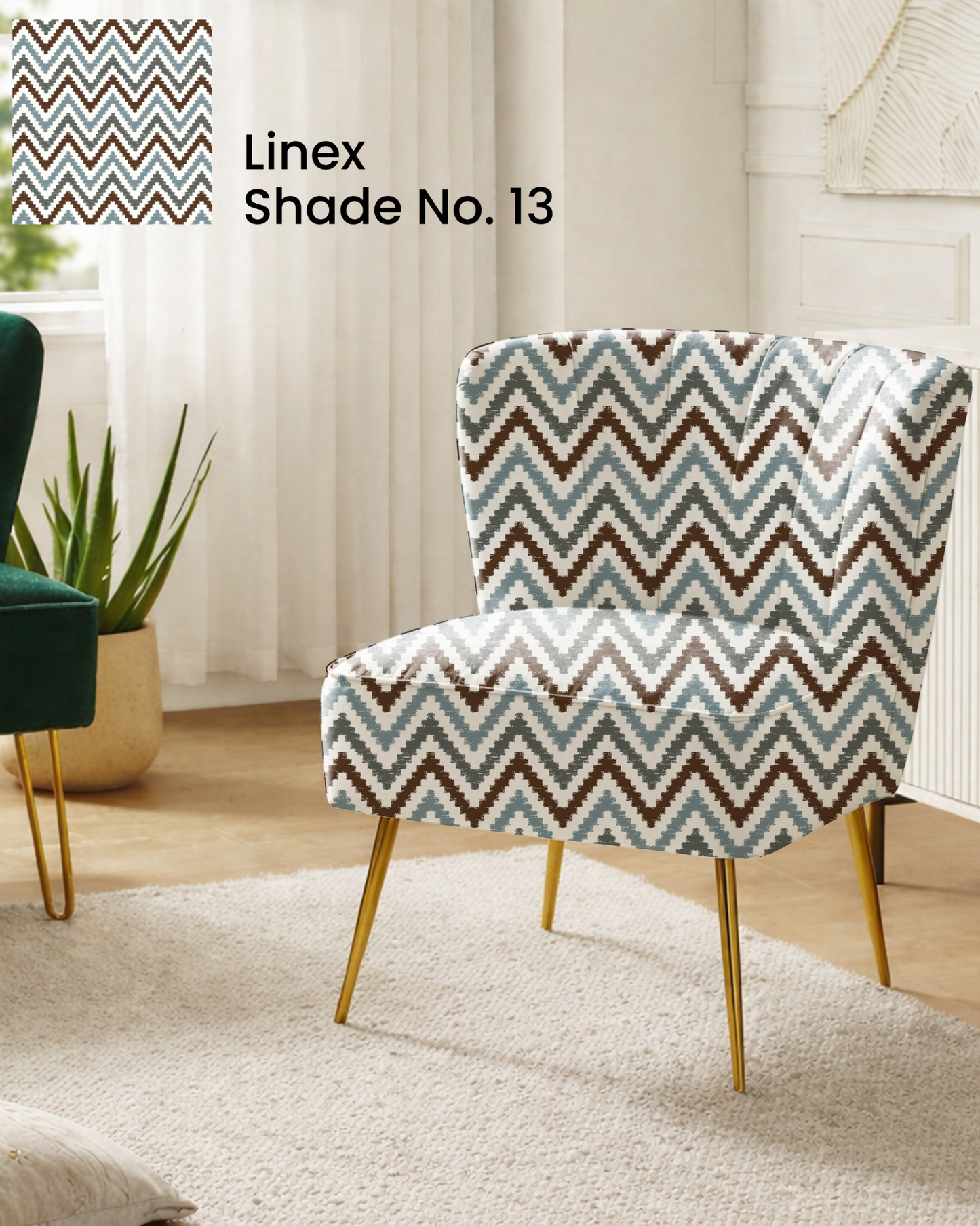 Brown Chevron Print Sofa Fabric