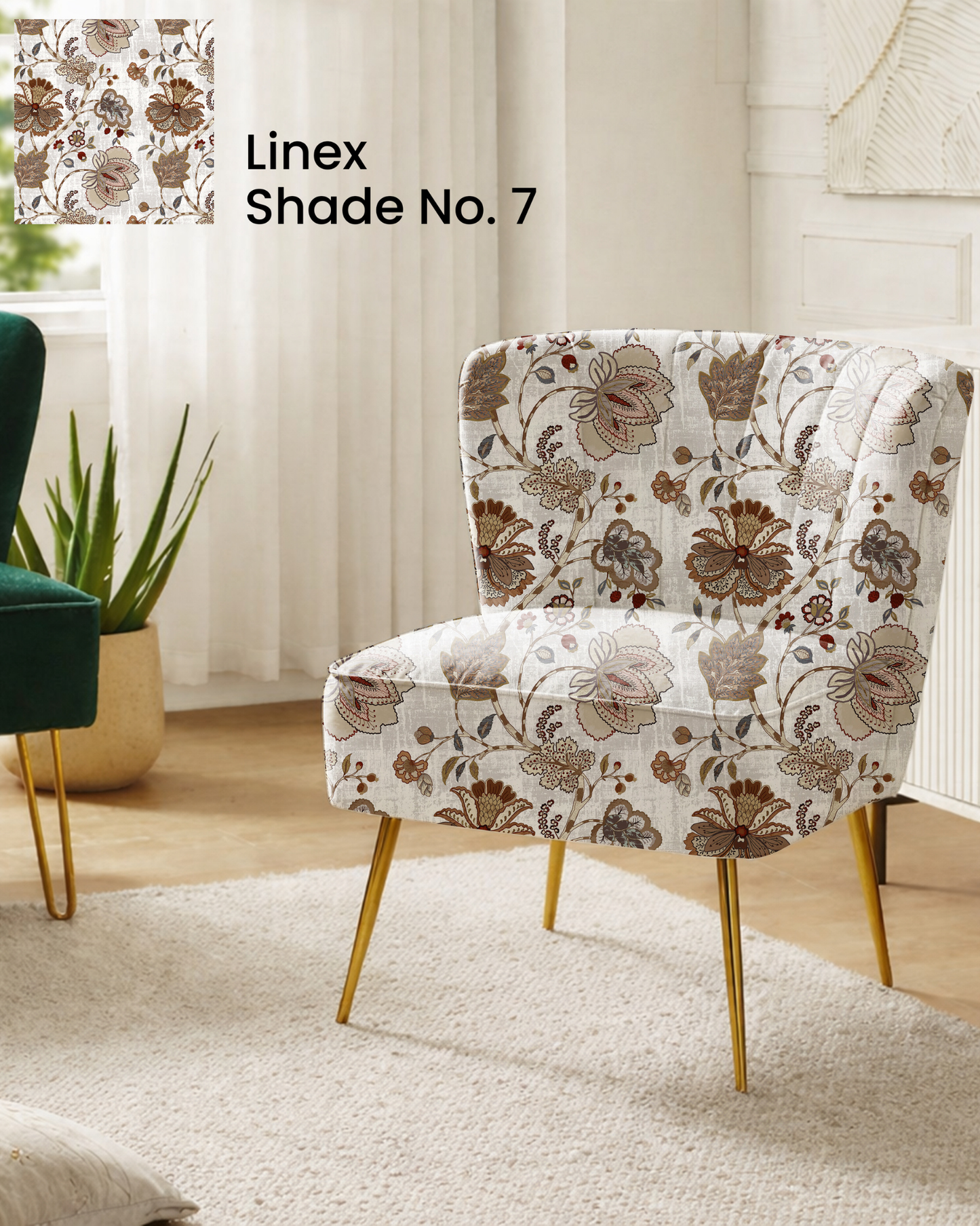 Brown Floral Print Sofa Fabric