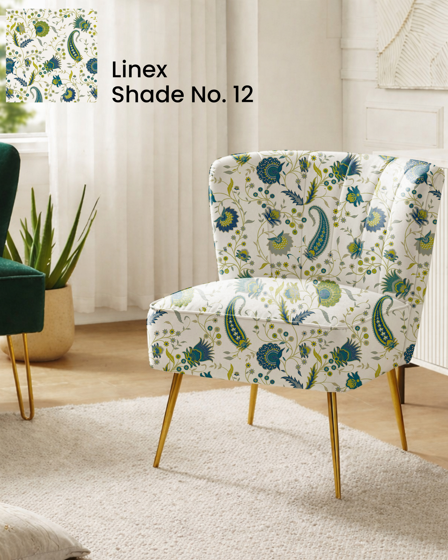 Blue Paisley Floral Print Fabric