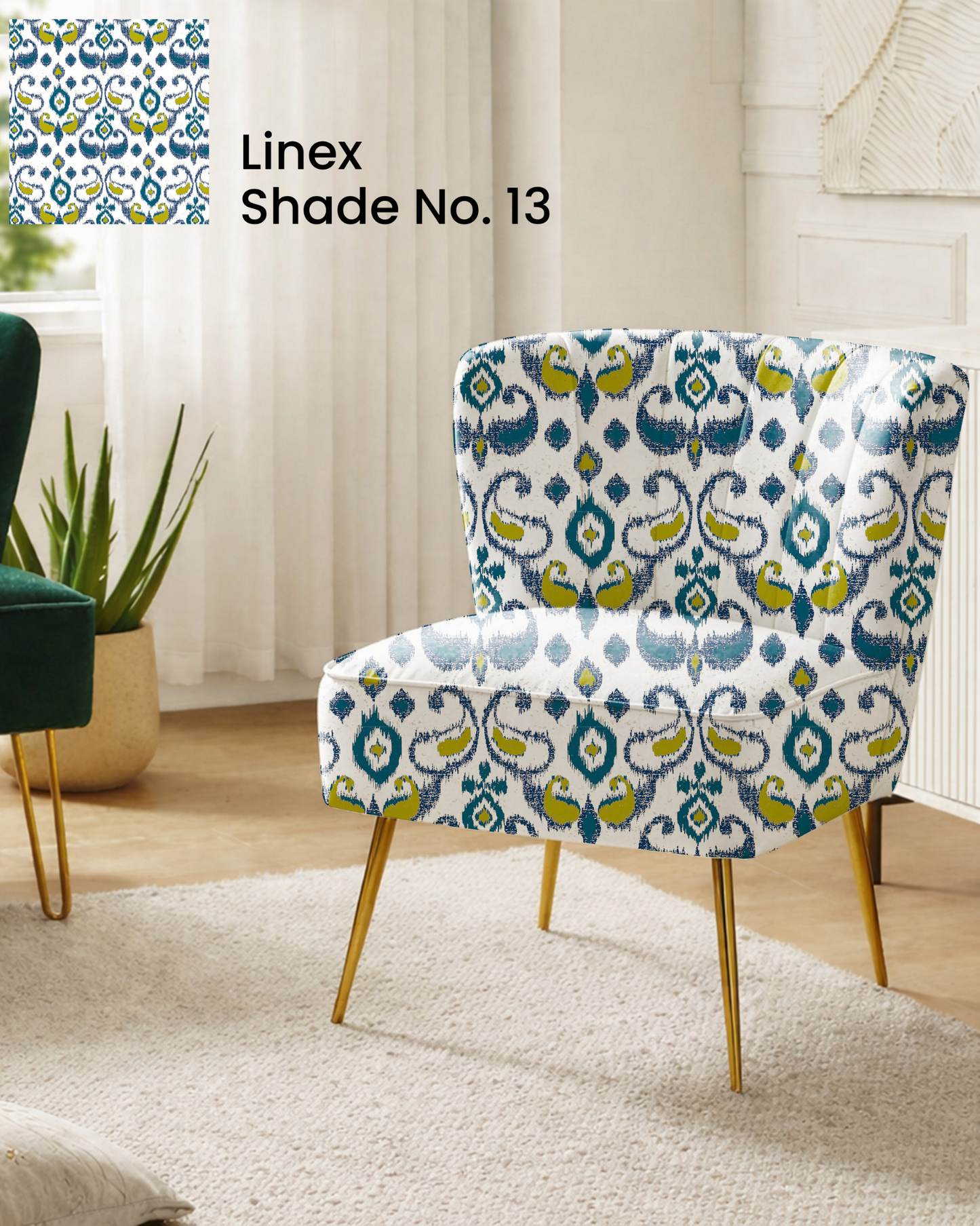 Blue Vintage Ikat Sofa Fabric