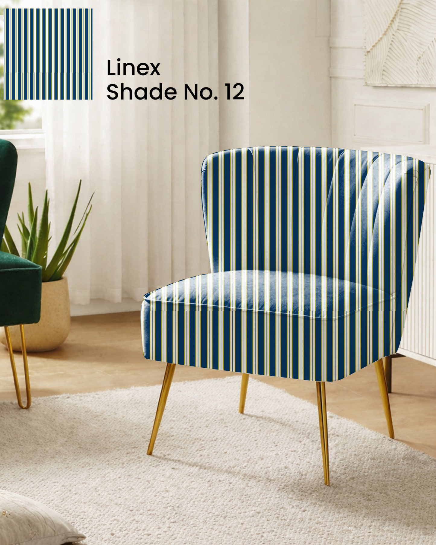 Deep Blue Classic Stripe Sofa Fabric
