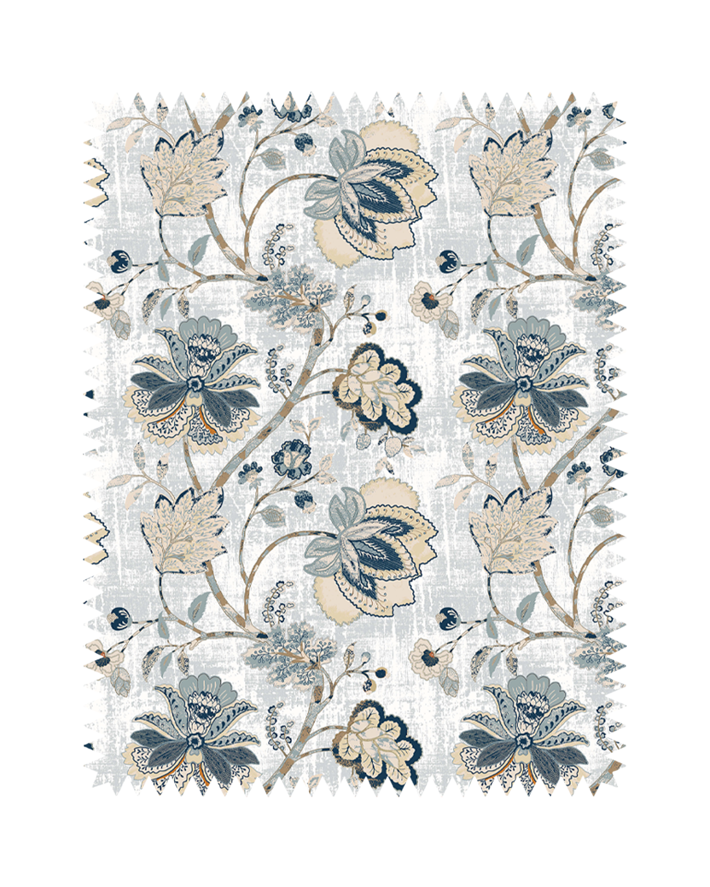Blue Beige Floral Print Sofa Fabric