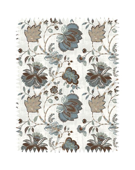 Blue Floral Print Sofa Fabric