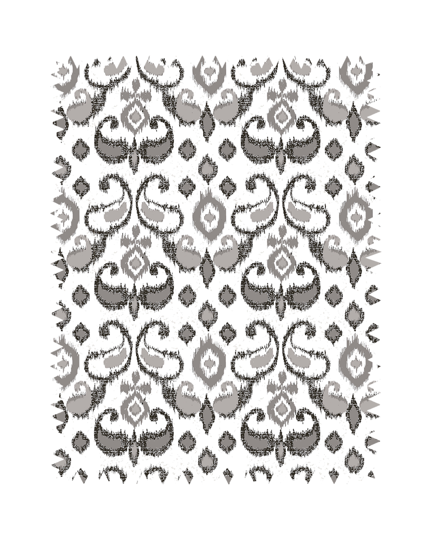 Black Taupe Ikat Print Sofa Fabric
