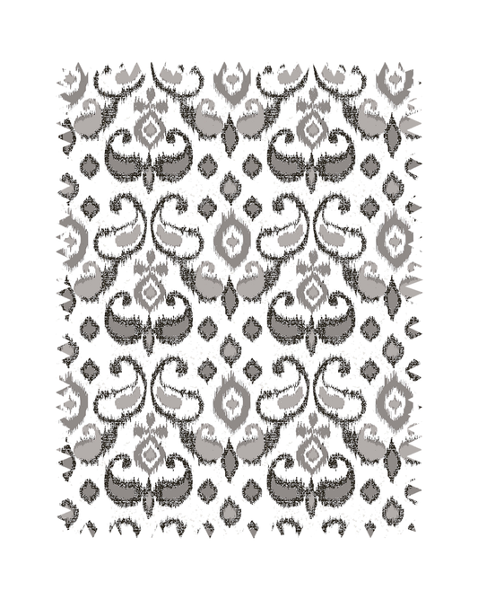 Black Taupe Ikat Print Sofa Fabric