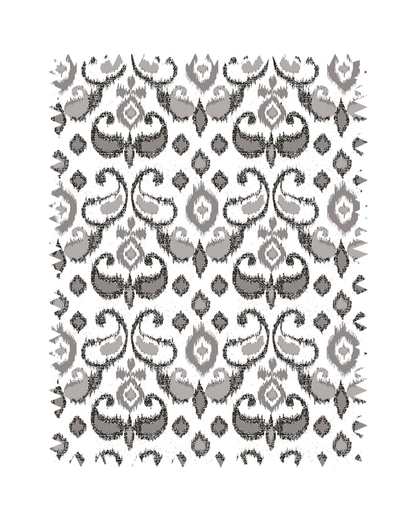 Black Taupe Ikat Print Sofa Fabric