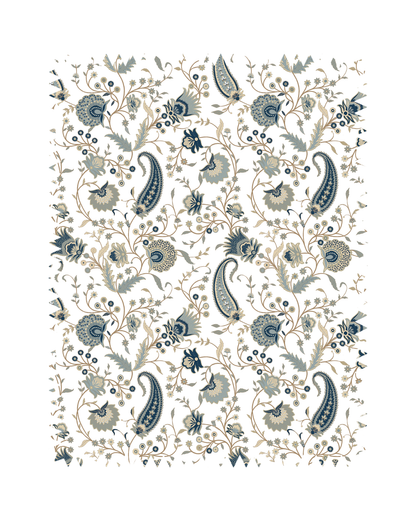 Soft Blue Botanical Paisley Print Sofa Fabric