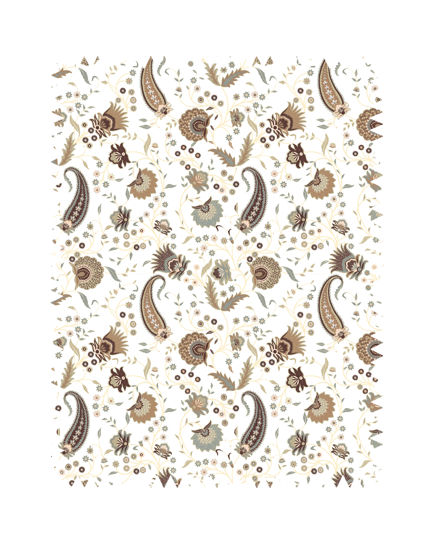 Brown Floral Paisley Print Sofa Fabric
