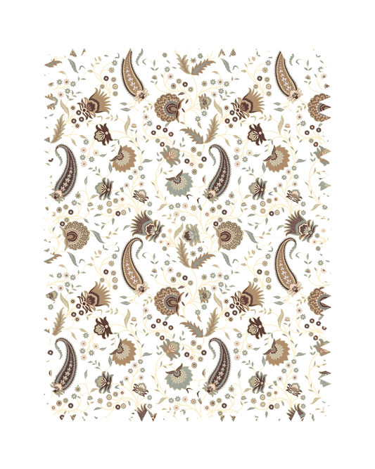 Brown Floral Paisley Print Sofa Fabric