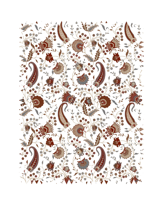 Red Floral Paisley Print Sofa Fabric