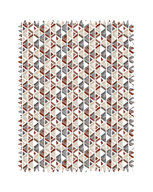 Red Geometric Print Sofa Fabric