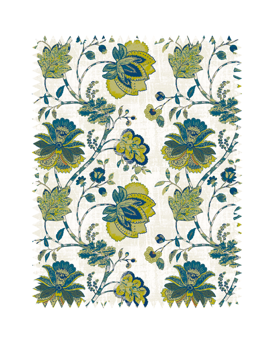 Blue Floral Print Sofa Fabric