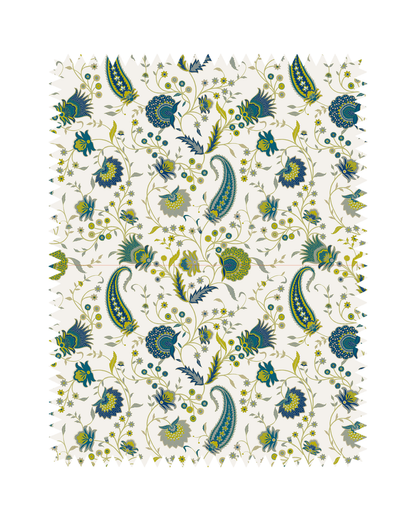 Blue Paisley Floral Print Fabric