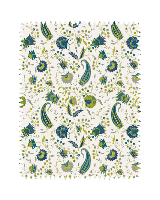 Blue Paisley Floral Print Fabric