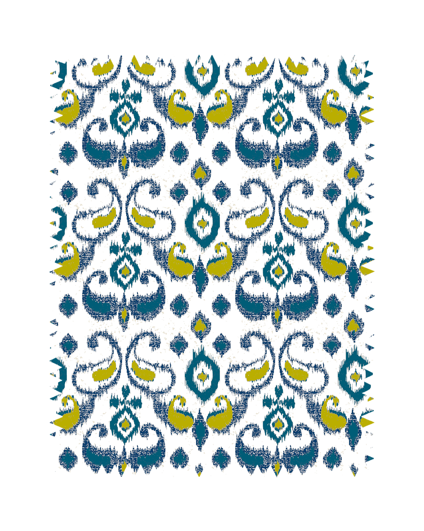 Blue Vintage Ikat Sofa Fabric