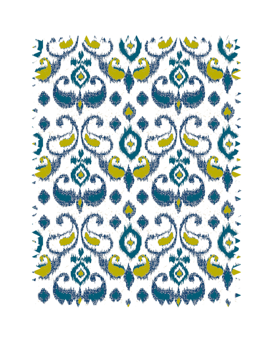 Blue Vintage Ikat Sofa Fabric