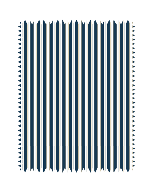 Navy Blue Beige Striped Print Sofa Fabric