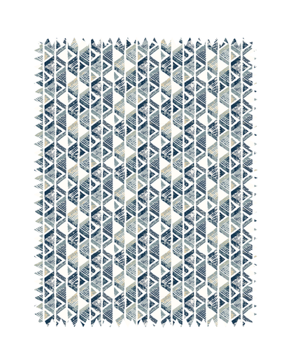 Blue Grey Geometric Print Sofa Fabric