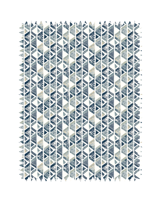 Blue Grey Geometric Print Sofa Fabric