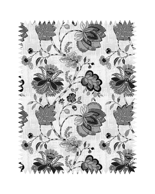 Black Grey Floral Print Sofa Fabric