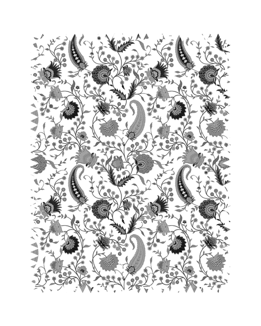 Black Paisley Floral Print Sofa Fabric