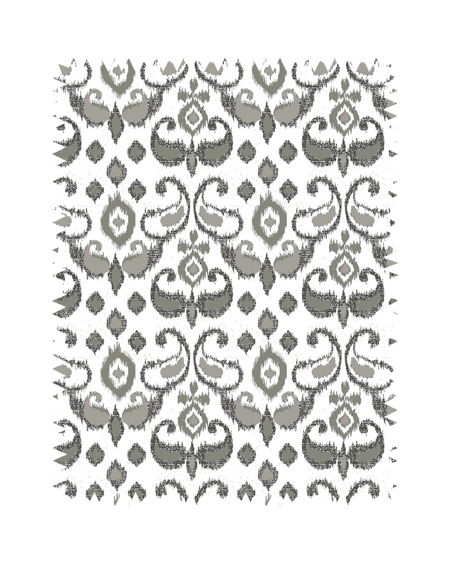 Olive Green Ikat Print Sofa Fabric