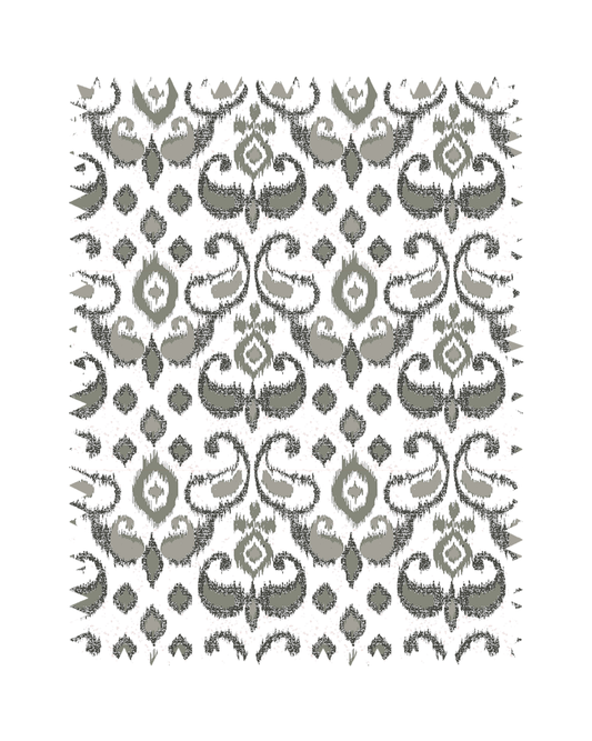 Olive Green Ikat Print Sofa Fabric