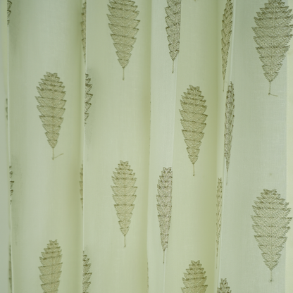 Embroided Linen Sheer Brown Tree Design