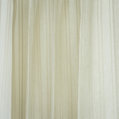 Beige Color Double Stripe Poly Cotton Sheer