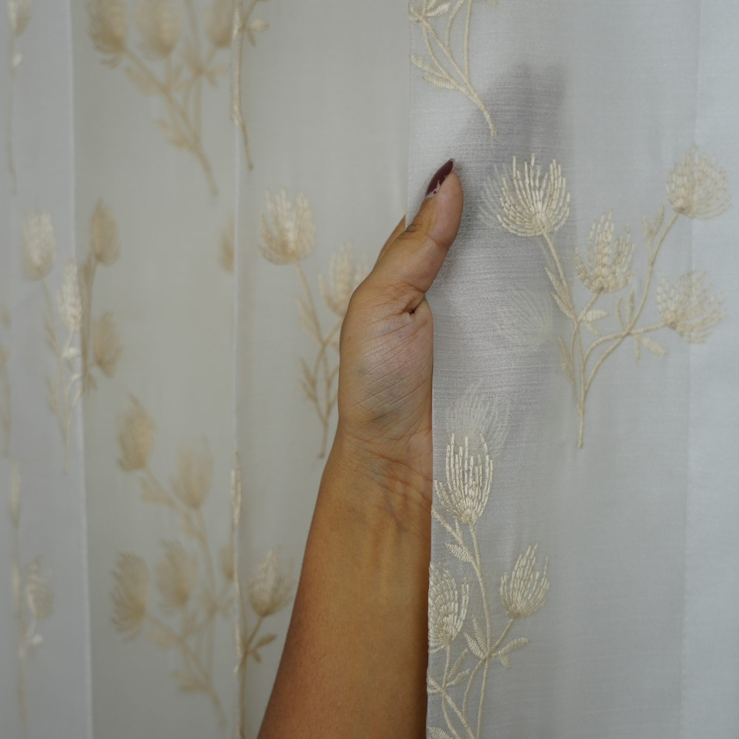 Beige Embroidery Flower Design