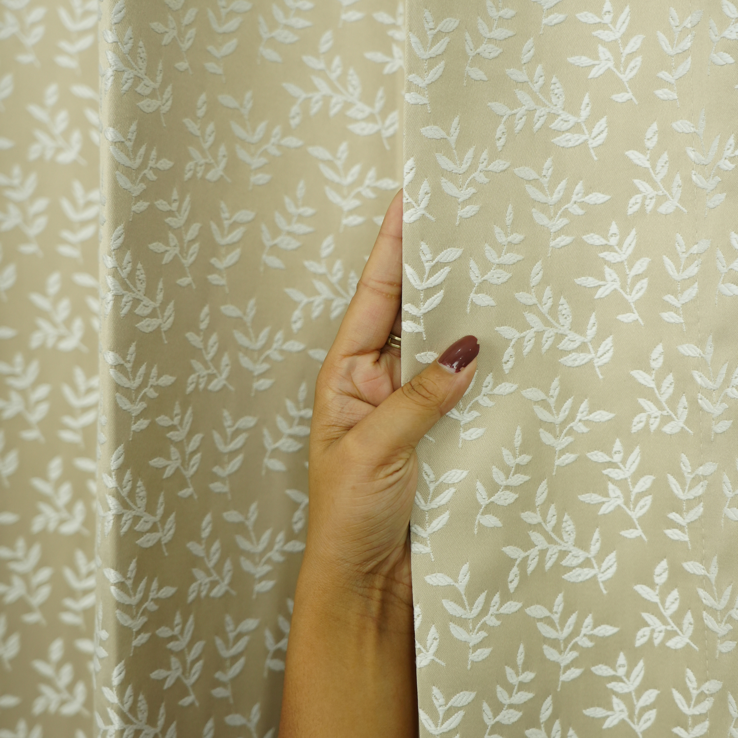 Beige Leaf Design Jacquard