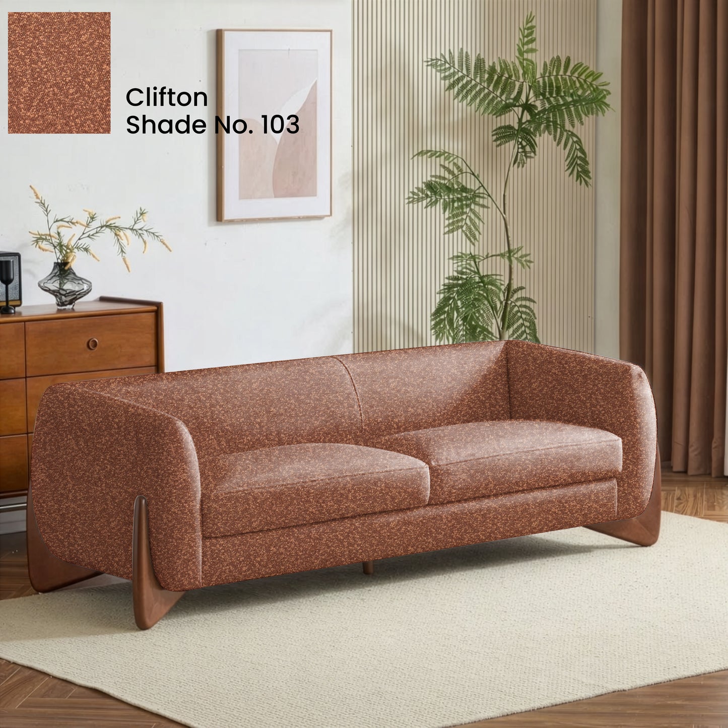 Rust Brown Color Sofa Fabric