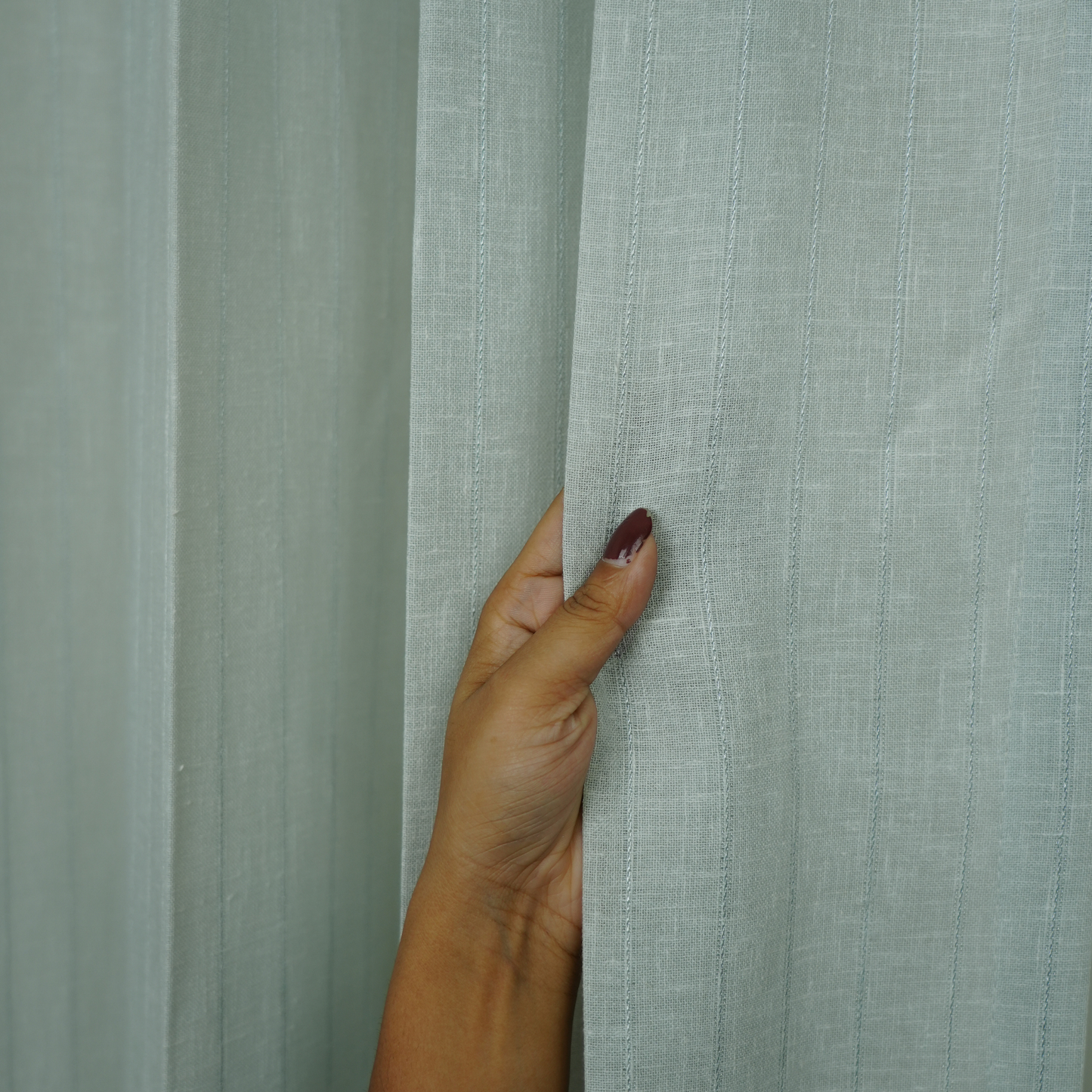 Dull Sky Blue Stripe Poly Cotton Sheer