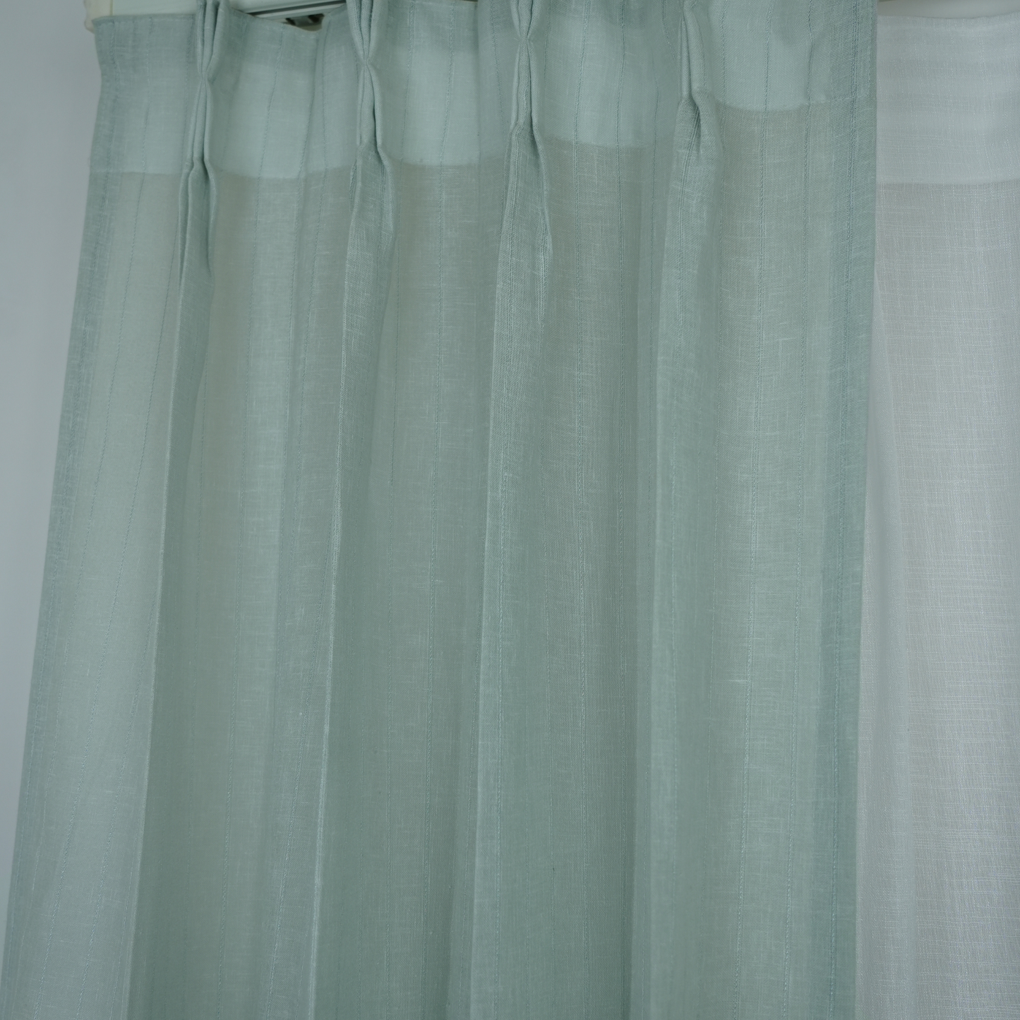 Dull Sky Blue Stripe Poly Cotton Sheer