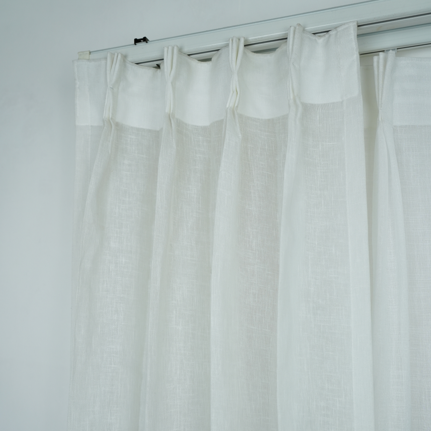Grey Color Double Stripe Poly Cotton Sheer