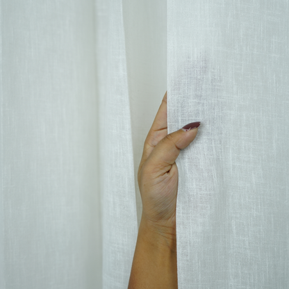Grey Color Double Stripe Poly Cotton Sheer