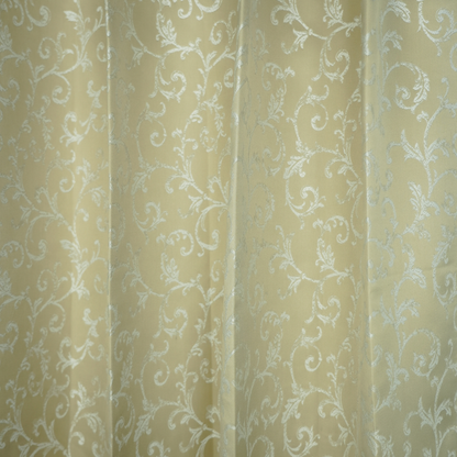 jacquard beige- white leaf design