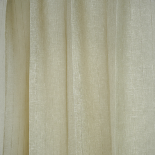 Off White Texture Poly Cotton Linen Look Sheer