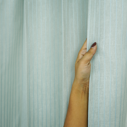 Sky Blue Stripe Poly Cotton Sheer