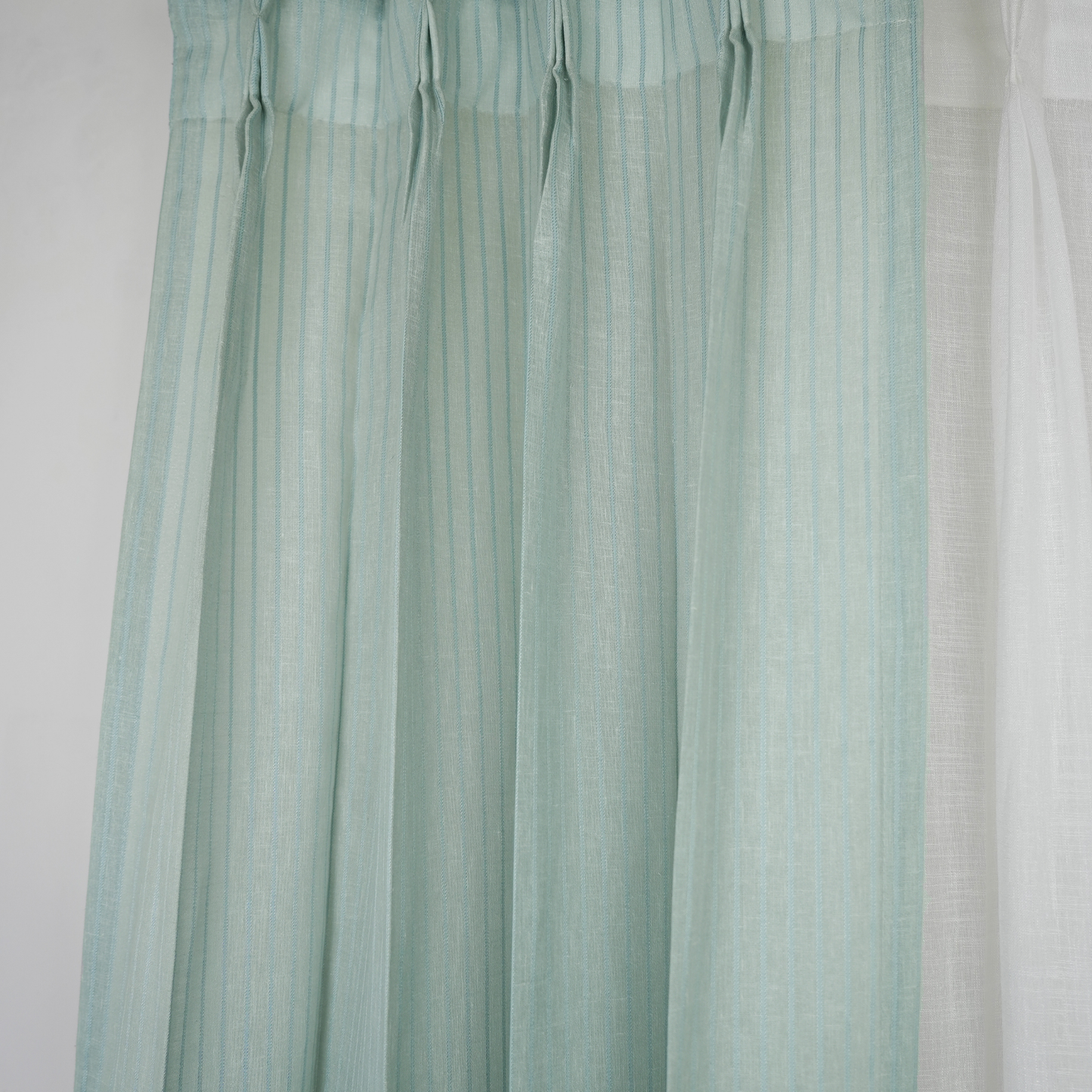 Sky Blue Stripe Poly Cotton Sheer