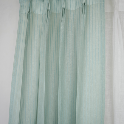 Sky Blue Stripe Poly Cotton Sheer